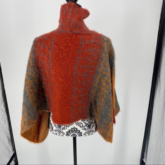 Vertigo orange Cowl Neck Boxy 3/4 Dolman sleeve Sweater. Fall colors. Wool blend - Picture 8 of 9